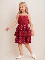 FEOYA Kids Girls Tutu Dress Sleeveless Summer Dress Spaghetti Strap Polka Dot Retro Outfit 3 Layers Ruffle Dress Fashion Casual Clothes for 4-10 Years 110-160 - Image 4