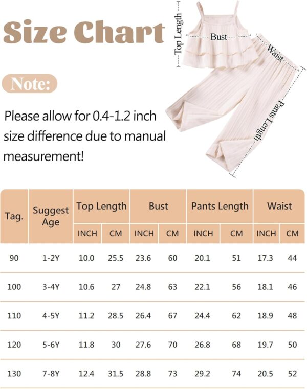 SEAUR Toddler Girls Summer Outfits Party Clothes Girls 2 Pcs Outfits Sleeveless Vacation Outfits Girls Ruffled Top 1-8 Years - Image 6