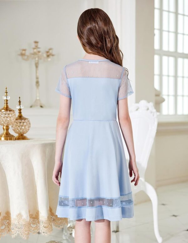 Arshiner Girls Dresses Festival Kids Summer Mesh Dress A-Line Elegant Party Fashion Dresses Casual Short Sleeve Dresses for Girls 5-13 Years - Image 3