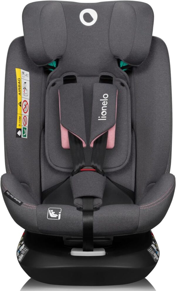 Lionelo Bastiaan i-Size 4in1 Car Seat with ISOFIX for Kids 0-12yo (40-150cm) Latest R129 I-Size 360° Swivel Rearward Facing Option 14 Adjustments Enhanced Side Protection (Pink Rose, I-Size) - Image 4