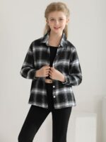 Girls 3 Piece Outfits Kids Cami Top + Flare Pants Set with Plaid Shirt Set Youth Girls Long Jacket Tanks Top Flare Leggings Bell Bottom Clothes - Image 5