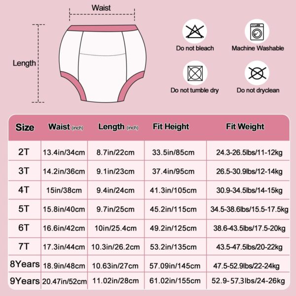 MOEMOE BABY Potty Training Pants,Toilet Training Pants,Toddler Training Pants,Reusable Training Pants Cotton for Girls,10 pack,Light Violet,7 Years - Image 6