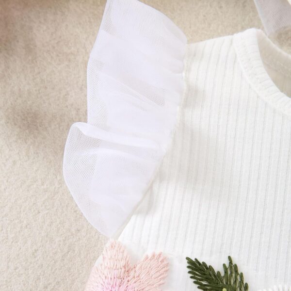 QUNERY Newborn Girl Outfits Ruffled Sleeveless Flower Romper Summer Dress with Headband Clothes Sets - Image 3