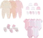 Newborn Baby Clothes Sets 23-Piece, 5-pack Bodysuit+3PJS and Accessories for 0-6 Months
