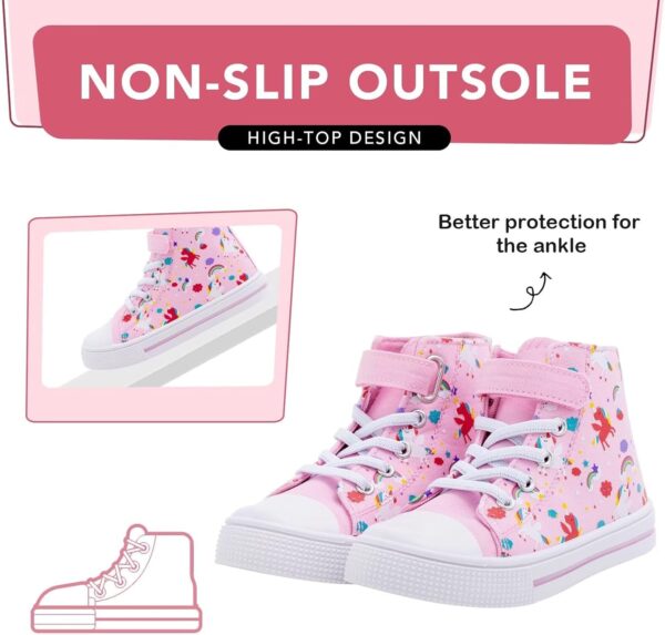 Unisex Trainers Easy Fasten Boys Girls Casual Sneakers Kids High Top Canvas Sports Shoes - Image 3