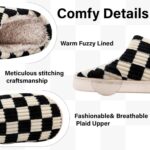 Waysoland Women Men House Slippers,Fuzzy Plaid Slides Memory Foam Checkered Slippers Slip on Anti-Skid Sole Bedroom Cloud Sippers Indoor Outdoor - Image 2
