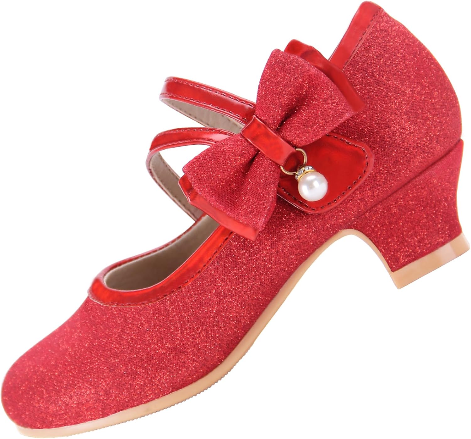 71JJm6f9aL._AC_SL1500_.jpg Princess Dress Up Shoes Girls' Mary Jane Shoes - Girls Party Pumps - Flower Girl Wedding Party Girls Sparkly Shoes - Image 1