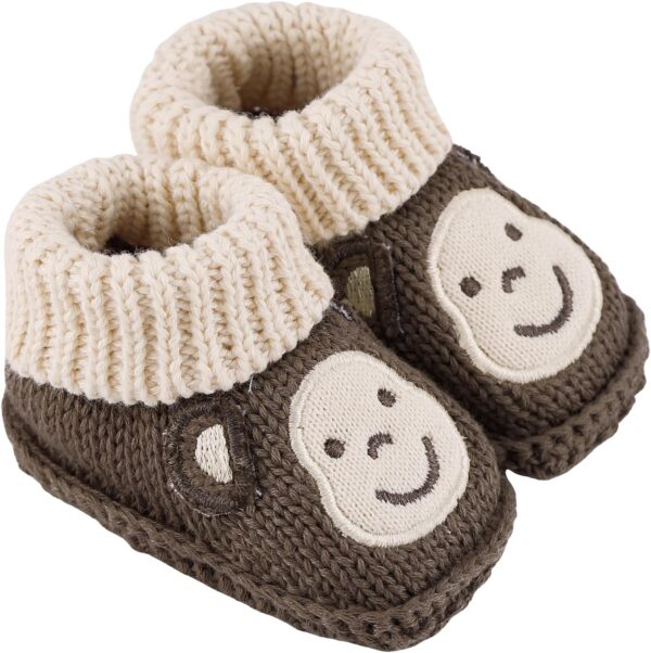 LACOFIA 2 Pairs Newborn Knitted Booties Soft Baby Boys Girls Bootees 0-3 Months - Image 6