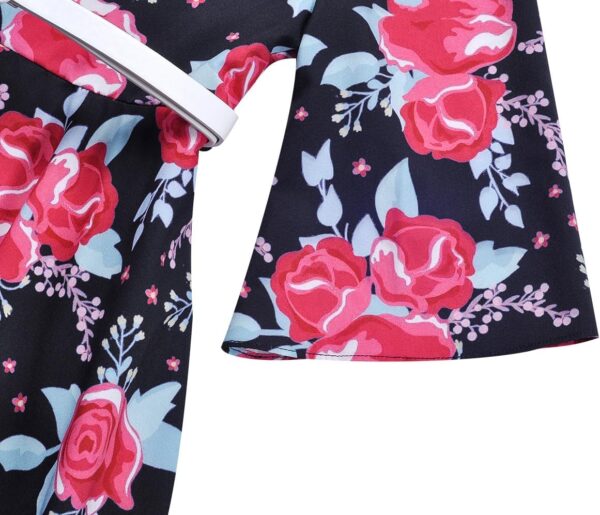 BONNY BILLY Girls Classy Vintage Floral Swing Kids Party Dress with Belt - Image 5