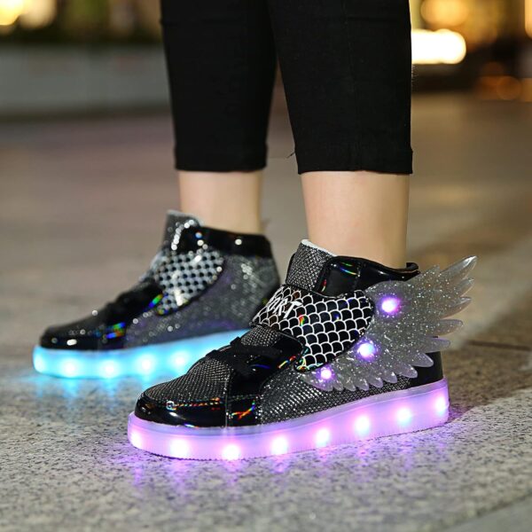 YUNICUS Kids Light up Trainers Light up Shoes USB Charging Flashing Trainers Wings High-Top LED Sneakers for Girls Boys Halloween Christmas Birthday Great Gift - Image 5