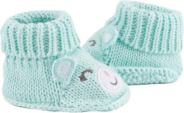 LACOFIA 2 Pairs Newborn Knitted Booties Soft Baby Boys Girls Bootees 0-3 Months - Image 5