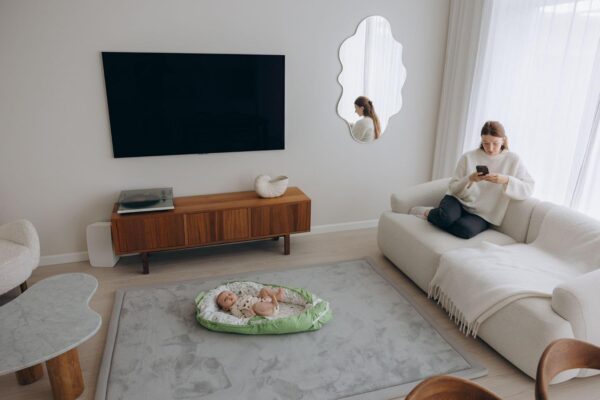 Baby Lounger (Green/White, Forest) - for Newborns to Toddlers Between 0-24 Months + Portable + Water-Resistant + 100% Cotton - Image 5