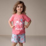 TCWWBB Toddler Girls Summer Short Outfits Clothes Set Kids Unicorn Bunny Animal Print Short Sleeve Cotton T-Shirt Dresses Tops and Shorts 2 Piece Crewneck Sleeveless Clothing Set Age 1-7 Years Old - Image 2