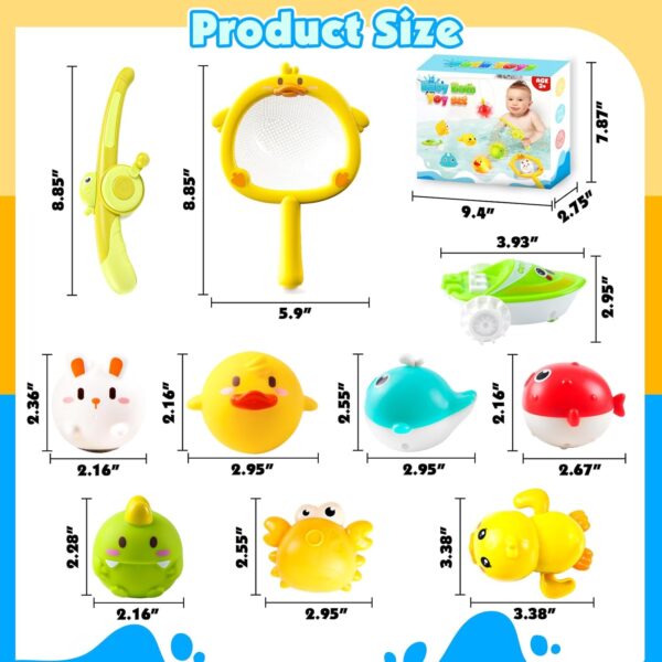 Bath Toys for 3+ Year Olds | Light Up Water & Magnetic Fishing Set with Wind-Up Floating Duck & Boat | Toddler Bath Time Sensory Play, Educational Bathroom Gift for Boys Girls (6 Interactive Pieces） - Image 6