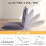 Sundale Folding Floor Chair Meditation Chair with Back Support, Floor Seat Video Gaming Chairs for Kids, Teens, Adults, Adjustable 5-Position Comfortable Indoor Lounge Chair - Dark Grey - Image 6
