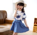 Girls Summer Flower Clothes Set Ruffle Sleeve T-Shirts and Mini Skirt 2Pcs Outfits for Age 3-12 Years - Image 2