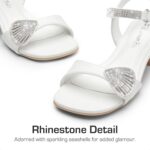 DREAM PAIRS Girls Sandals Ankle Strap Square Toe Low Heel Crysta Shell Wedding Party Flower Dress Shoes - Image 2