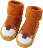 Baby Boys Girls First Walking Shoes and Winter Boys and Girls Floor Sports Shoes Flat Soles Non Slip Plush for Warm and Comfort Cartoon Pattern Toddler Athletic Shoes