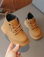 Toddler Baby Boys Girls Ankle Boots Lace Up Combat Booties Hiking Shoes Side Zipper Short Boot - Image 2