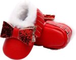 Cotton Infant Plush Boots Walkers Shoes Warm Bowknot Snow Baby Soft Girls First Baby Shoes Baby Boy Size 3 Boots - Image 5