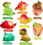 Dinosaur Toy Bath Floating Toy with Auto Flashing Early Learning Toy Dinosaur Theme Model 8 Pcs Bathtub Shower Toy Gift for Kids and Pets - Image 7
