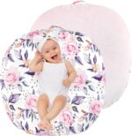 Newborn Lounger Cover for Boys Girls, Soft Comfortable Baby Lounger Cover 1 Pack Reversible Removable Fleece Slipover for Infant Lounger Pillow, Stylish Floral (Cover Only)