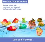 Dinosaur Toy Bath Floating Toy with Auto Flashing Early Learning Toy Dinosaur Theme Model 8 Pcs Bathtub Shower Toy Gift for Kids and Pets - Image 5