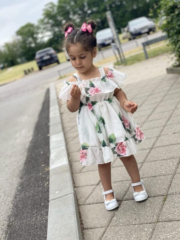 Derouetkia Toddler Baby Girls Summer Floral Dress Off Shoulder Skirt Chiffon Princess Dresses Suspender Sundress for Little Girls - Image 6