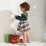 Baby Girl Clothes Newborn Dress Set Long Sleeve Ruffle Romper Plaid Suspender Skirt Overall Dress Bow Headband Infant Outfits for 0-24M - Image 4