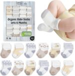 Mother's Choice Organic Cotton Baby Socks, 12 Pairs, Unisex 0-6 Months - Soft, Hypoallergenic Newborn & Infant Socks - Baby Girl & Boy Gifts, (12Pcs, Brown)