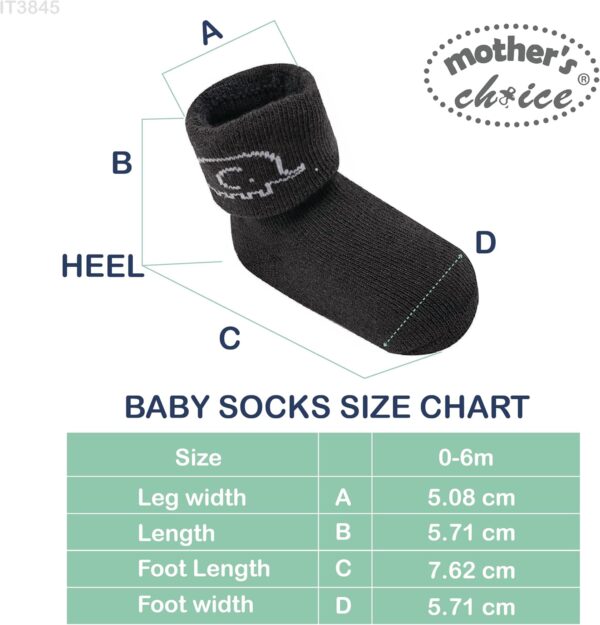 Mother's Choice Organic Cotton Baby Socks, 12 Pairs, Unisex 0-6 Months - Soft, Hypoallergenic Newborn & Infant Socks - Baby Girl & Boy Gifts, (12Pcs, Black - White - Gray) - Image 7