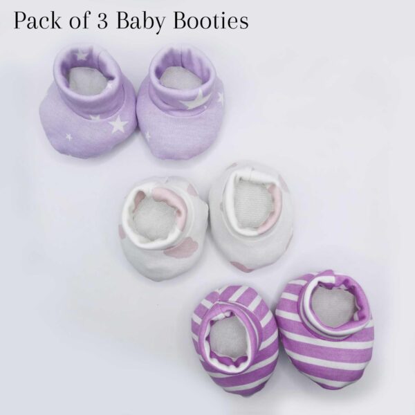 JEB TIFL Baby Booties - Pack of 3 - Soft & Adjustable, 100% Cotton Machine Washable, Essentials for Newborns - Image 6