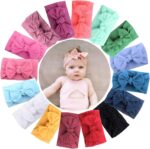 JOYOYO 16 Pcs Baby Headbands for Girls Baby Turban Headbands Stretchy Soft Wide Headbands for Newborns Toddlers, Baby Bow Hairbands