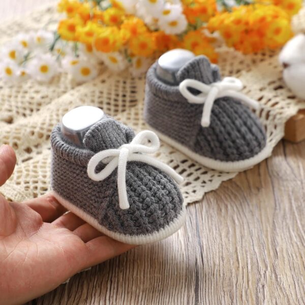 LAWKUL Baby Booties Knit Newborn Shoes Cozy First Walkers Infant Toddler Boots for Boy Girls 0-3 Months - Image 2