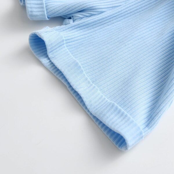 Toddler Baby Girl Clothes Ruffle Suspender Solid Color Bow Shorts Outfit Sets - Image 7