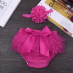 Hansber Infant Baby Girls' Bowknot Ruffle Tulle Bloomers Princess Tutu Skirts Diaper Cover with Flower Headband - Image 6