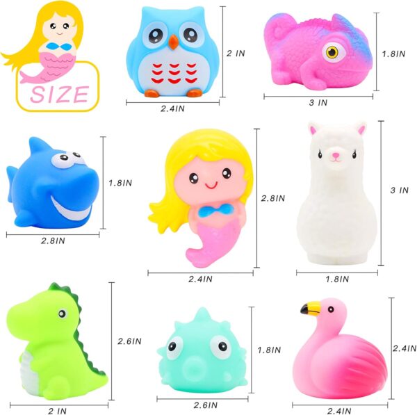 yoliyogo Animal Toy Bath Floating Toy with Auto Flashing Early Learning Toy Package with 8 Pcs Dinosaur Shark Flamingo Mermaid Bathtub Shower Toy Gift for Kids and Pets - Image 3