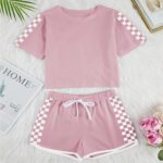 Girls Summer Clothes Kids Outfit Short Sleeve Crop Top ＋ Plaid Shorts Set Kids Sports Tracksuit - Image 5