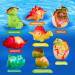 Dinosaur Toy Bath Floating Toy with Auto Flashing Early Learning Toy Dinosaur Theme Model 8 Pcs Bathtub Shower Toy Gift for Kids and Pets - Image 2