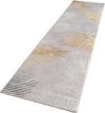 TT Home Low Pile Rug Area Rug Livingroom Carpet Square 3D Abstract Pattern, colour:Grey Gold, Size:80x300 cm - Image 5