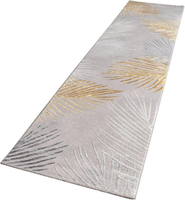 TT Home Low Pile Rug Area Rug Livingroom Carpet Square 3D Abstract Pattern, colour:Grey Gold, Size:80x300 cm - Image 5
