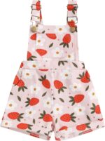 Toddler Kids Baby Girl Floral Overalls Shorts with Pocket Suspender Trousers Summer Clothing Outfits
