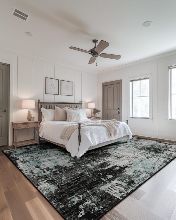 90x150 cm Modern Abstract Rugs Living Room Non-Slip Soft Low-Pile Washable Rug for Hallway, Bedroom, and Kitchen-Blueblack - Image 7