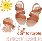 festooning Girls Sandals Little Big Kids Princess Open Toe Sandal with Adjustable Strap Summer Flat Sandals Dress Shoe - Image 2