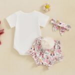 Dubute My First Easter Outfit Baby Girl Bunny Romper Bodysuit +Pompom Shorts Bloomer 1st Easter Clothes 3PCS - Image 5