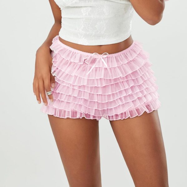 FeMereina Womens Lace Trim Layered Ruffle Lolita Bloomers Coquette Sexy Boy Shorts Y2k Bubble Frilly Pumpkin Fairy Bottoms - Image 2