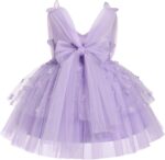 Baby Girls Flower Butterfly Birthday Cake Smash Dress Sleeveless V Neck Princess Glitter Ruffle Tulle Tutu Toddler Kids Formal Wedding Party Dress - Image 2