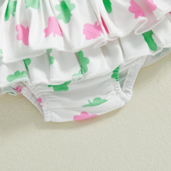 Acrawnni Newborn Baby Girl Easter Outfit Bunny Long Sleeve Romper Layered Ruffle Shorts Bloomers Tutu Skirt Bow Headband Socks 4Pcs Bunny Clothes - Image 6