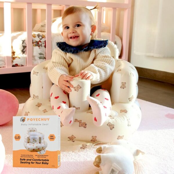 Inflatable Baby Seat - Baby Chairs for Sitting Up 3 Months & Up, Blow Up Baby Chair, Sit Me Up Floor Seat for Baby, Support Seat for Sitting Up, Built in Air Pump Baby Seats for Kids - Image 2