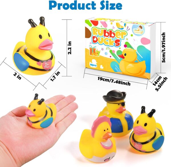 SCIONE 12PCS Rubber Ducks Bath Toys Colorful Bath Ducks Toys for Baby Shower Awards Easter Party Bag Fillers for Kids Classroom Gift Exchange - Image 2